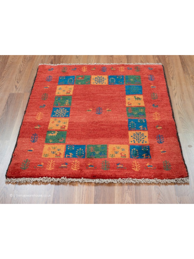 Gabbeh Borders Red Rug - 2