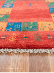 Gabbeh Borders Red Rug - Thumbnail - 3