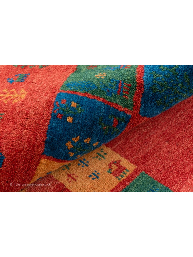 Gabbeh Borders Red Rug - 4