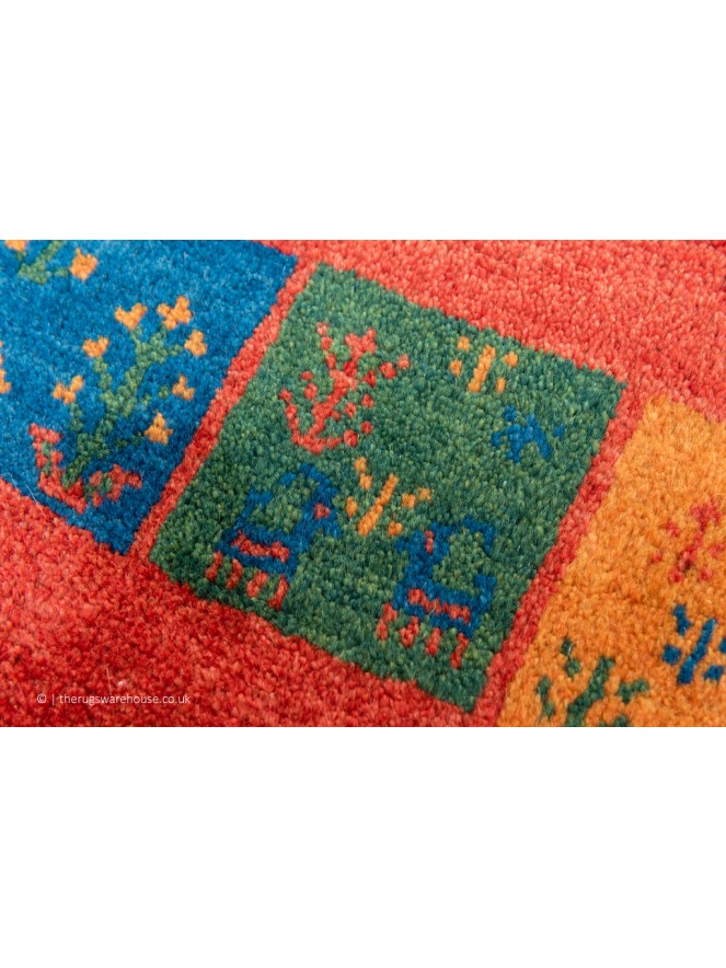 Gabbeh Borders Red Rug - 6