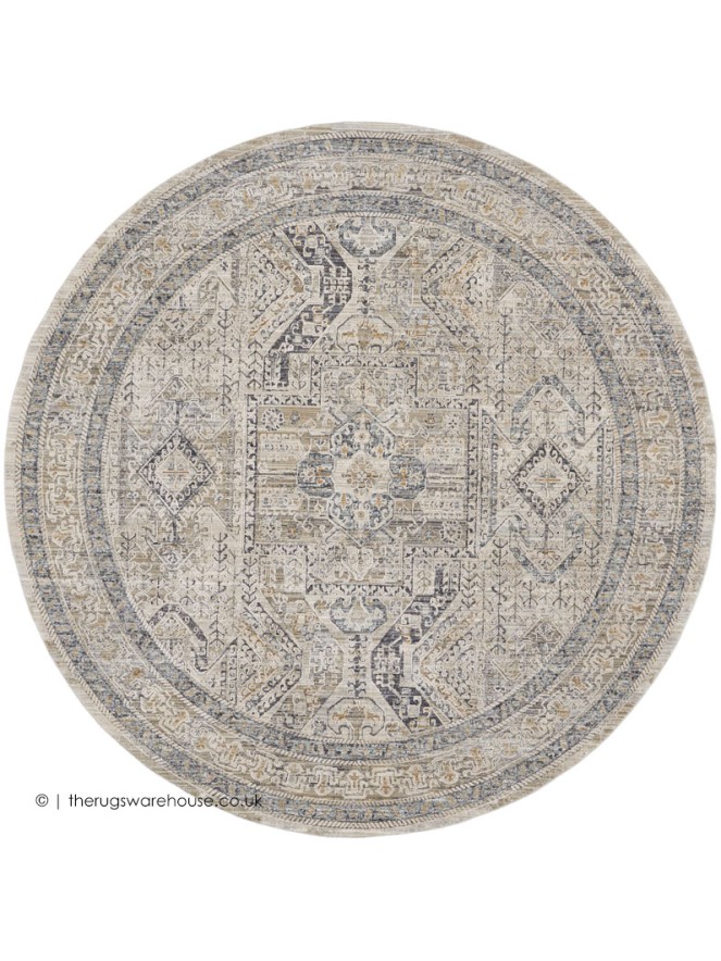 Elmira Ivory Blue Circle Rug - 5