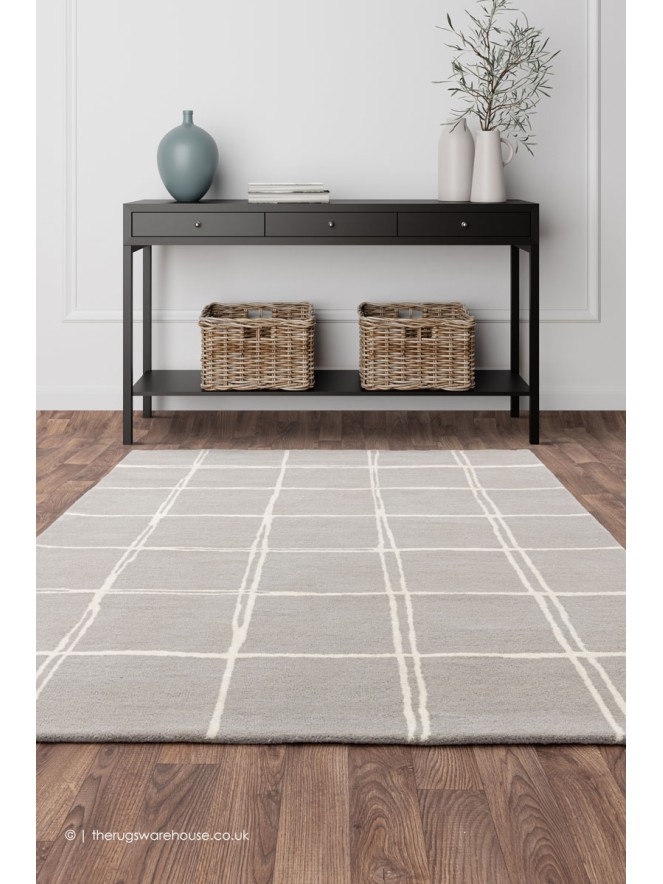 Albany Grid Silver Rug - 2