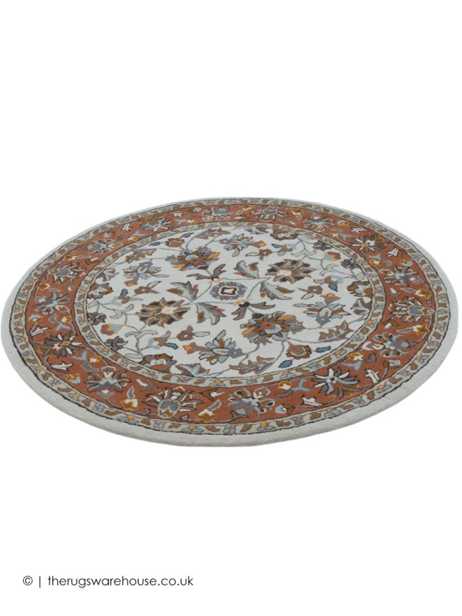 Herat Cream Rust Circle Rug - 2