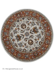 Herat Cream Rust Circle Rug - Thumbnail - 7