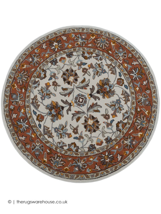 Herat Cream Rust Circle Rug - 7