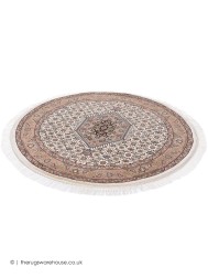 Benares Cream Circle Rug - Thumbnail - 5