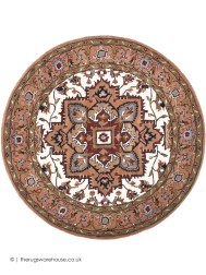 Royal Heriz Cream Circle Rug - Thumbnail - 2