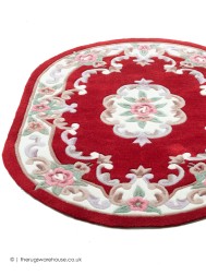 Ming Red Oval Rug - Thumbnail - 8