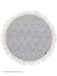 Macrame Blue Circle Rug - Thumbnail - 2