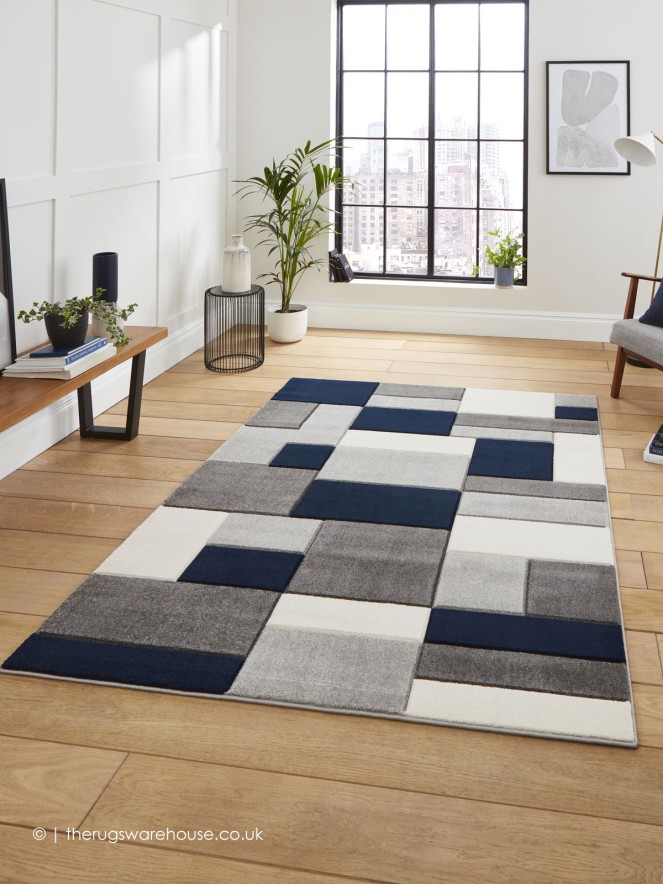 Polygons Navy Rug - 2