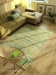 Avlu Diamond Green Rug - Thumbnail - 2